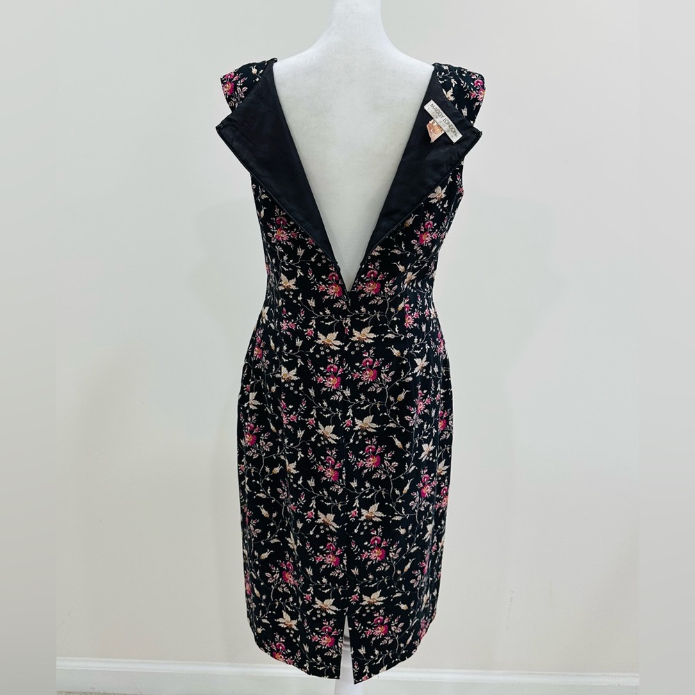 Maggy London Black Floral Sheath Dress with Pink and Cream Accents - Picture 5 of 10